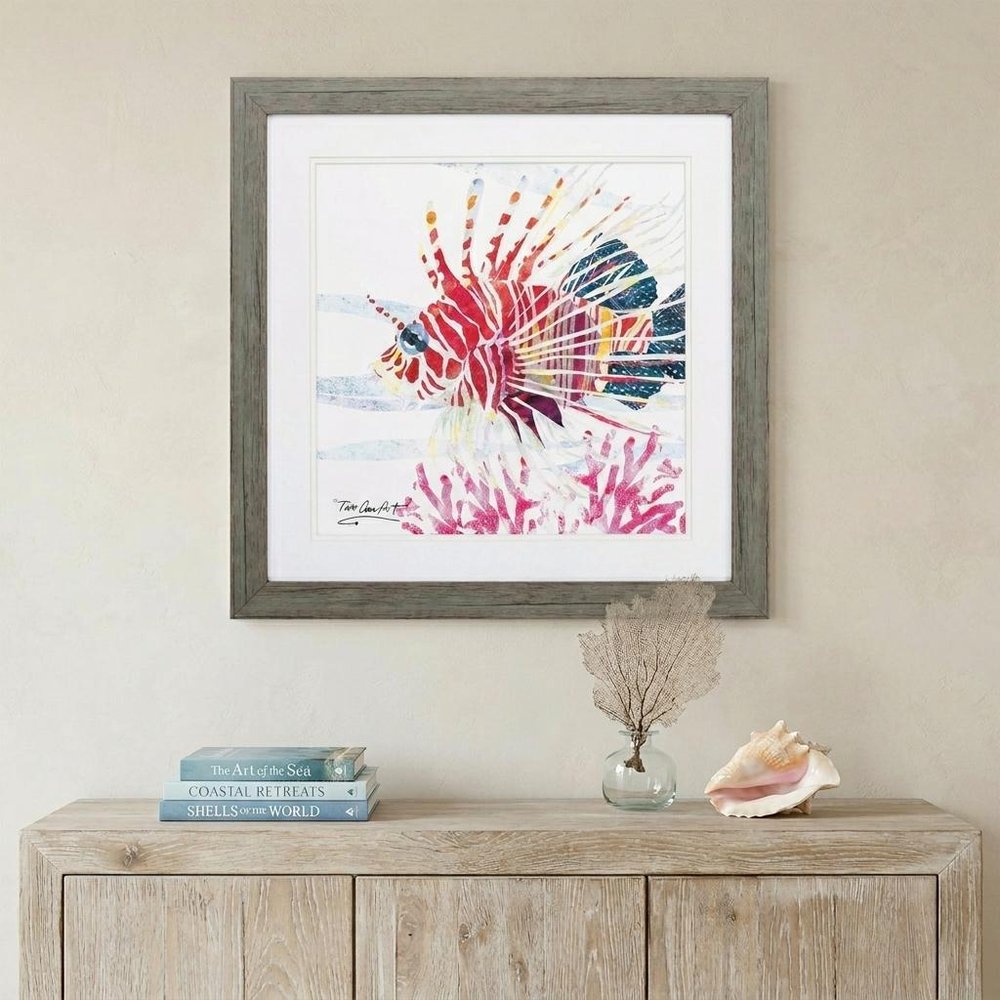 23" X 23" Sea Creature Fish Brown Square Framed Art — view 6