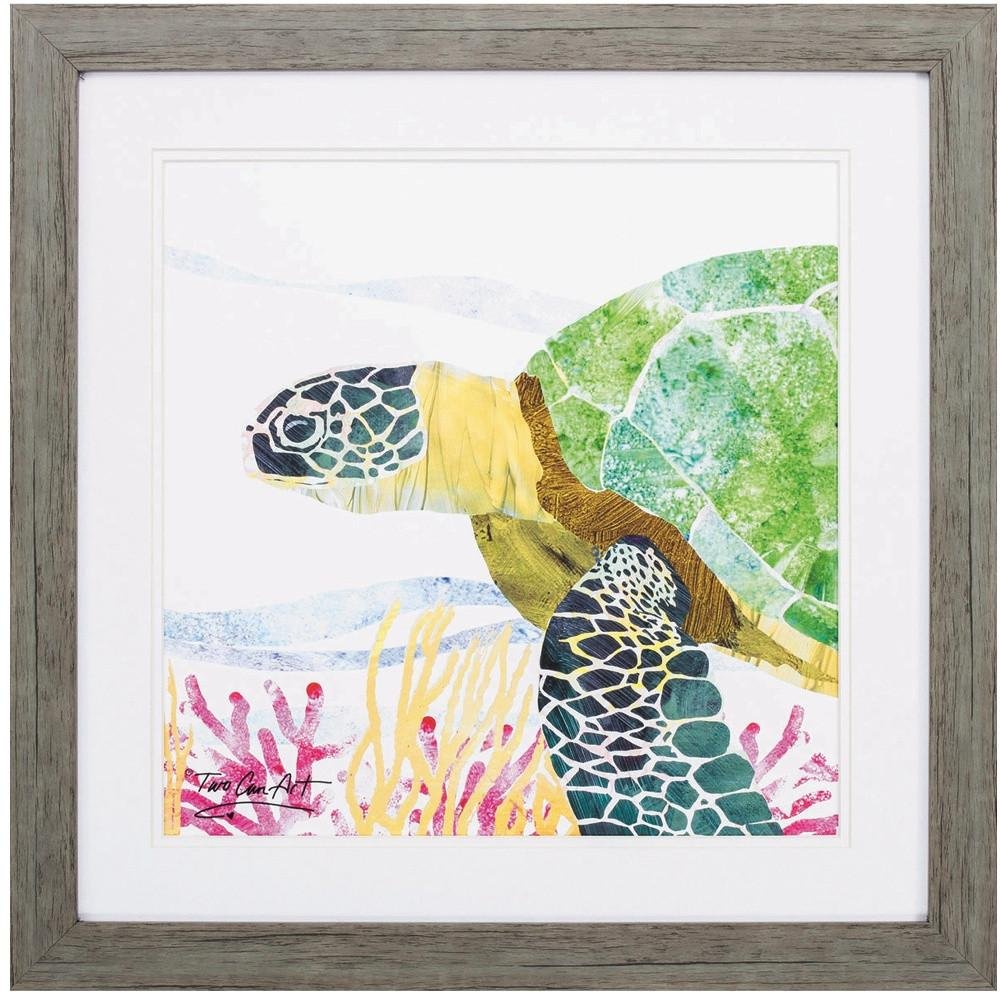 23" X 23" Sea Creature Sea Turtle Brown Square Framed Art — view 10