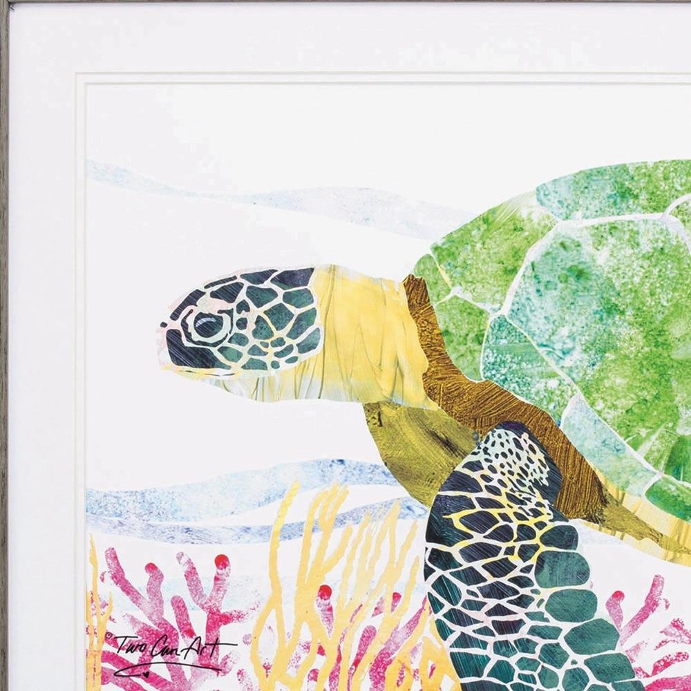 23" X 23" Sea Creature Sea Turtle Brown Square Framed Art — view 6