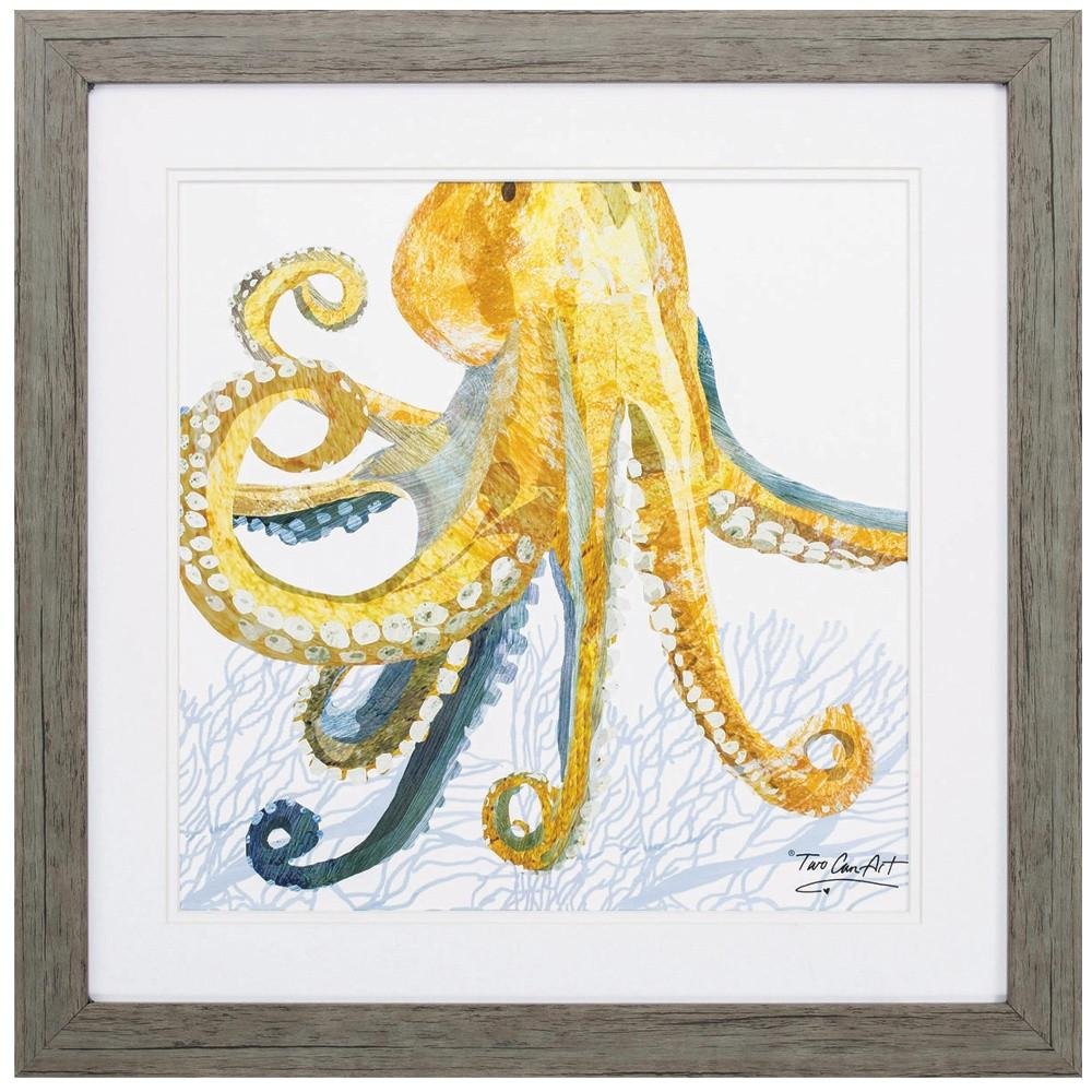 23" X 23" Sea Creature Octopus Brown Square Framed Art — view 4