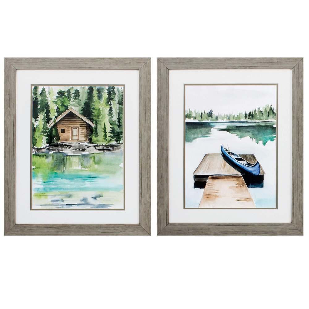 19" X 23" Woodtoned Frame Lake Views (Set Of 2) — view 1