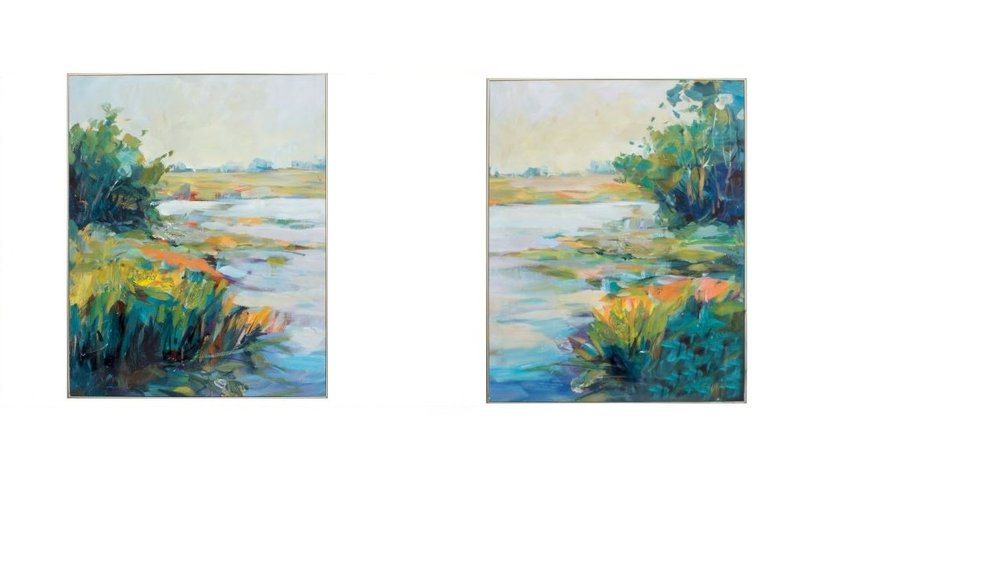 24" X 30" Ligth Wood Toned Frame Marsh Colors (Set Of 2) — view 1