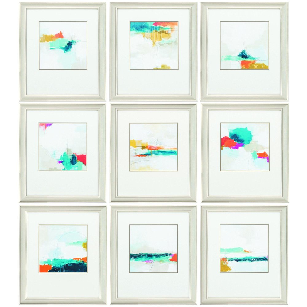 Set of Nine Champagne Polystyrene Framed Art — view 1