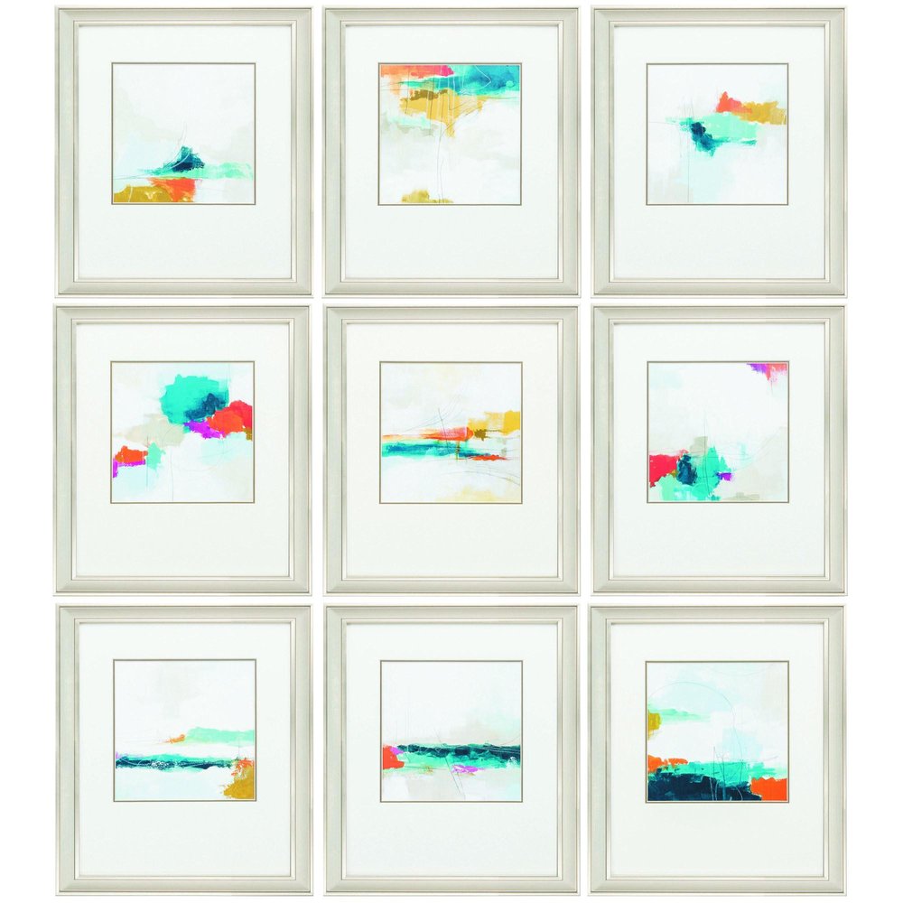 Set of Nine Champagne Polystyrene Framed Art — view 2