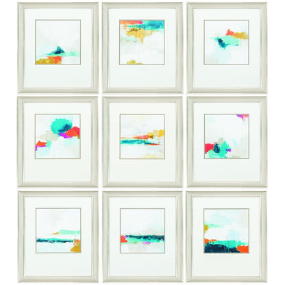 Set of Nine Champagne Polystyrene Framed Art