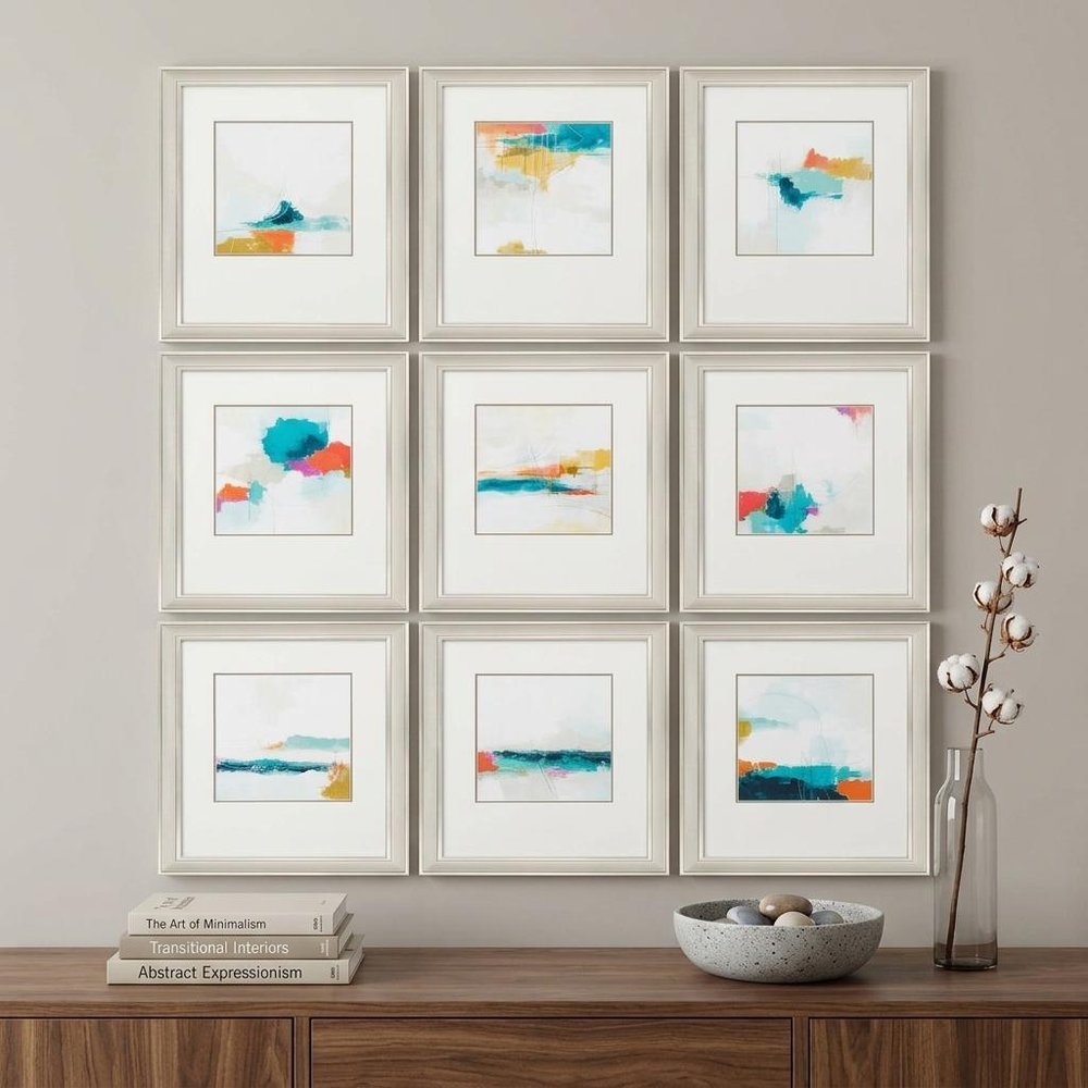 Set of Nine Champagne Polystyrene Framed Art — view 4