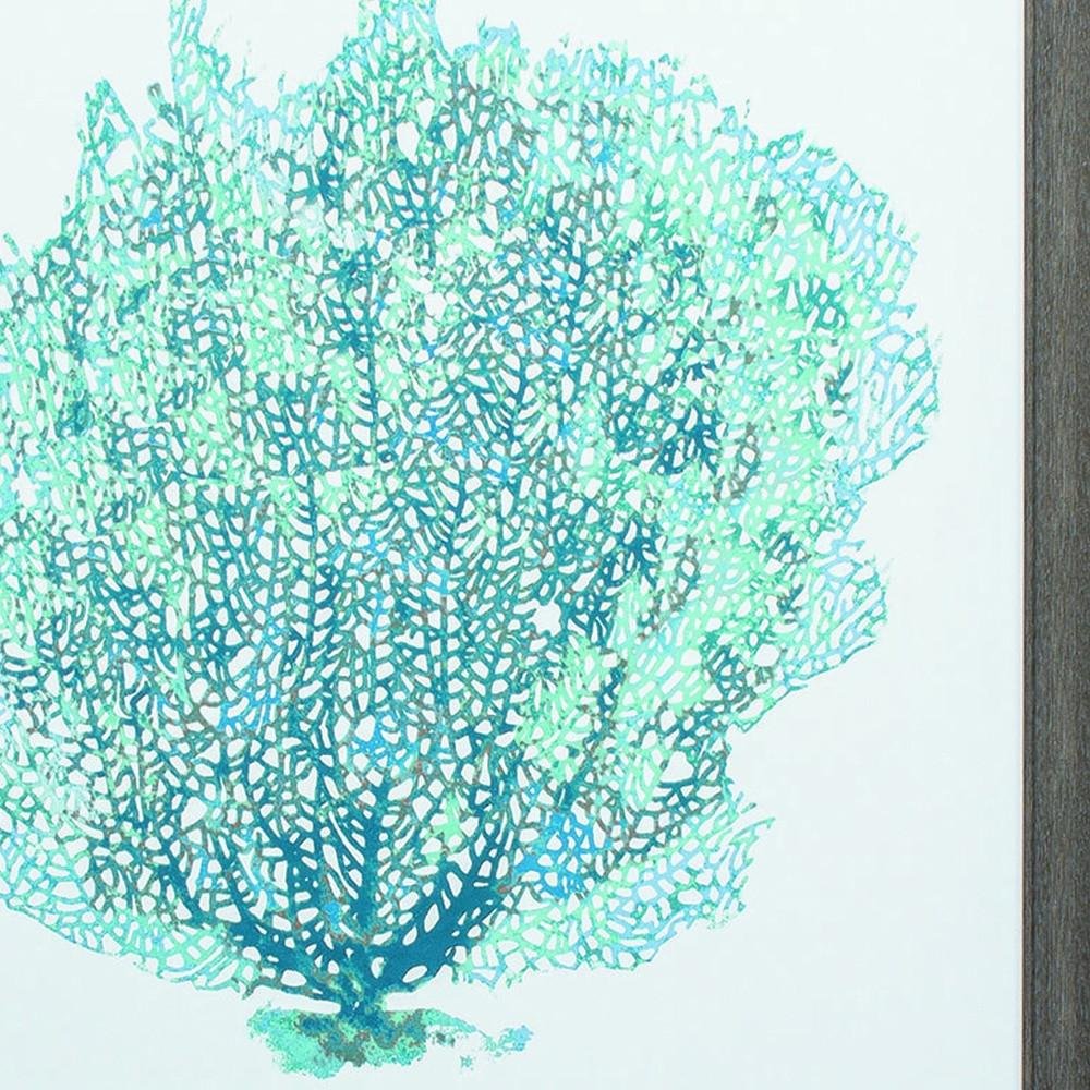 27" X 33" Distressed Wood Toned Frame Aqua Coral On White Ii — view 6