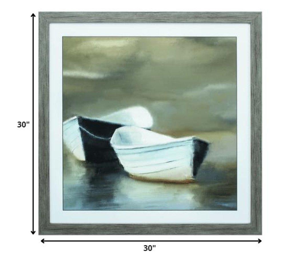 30" X 30" Woodtoned Frame Boat Friends — view 2