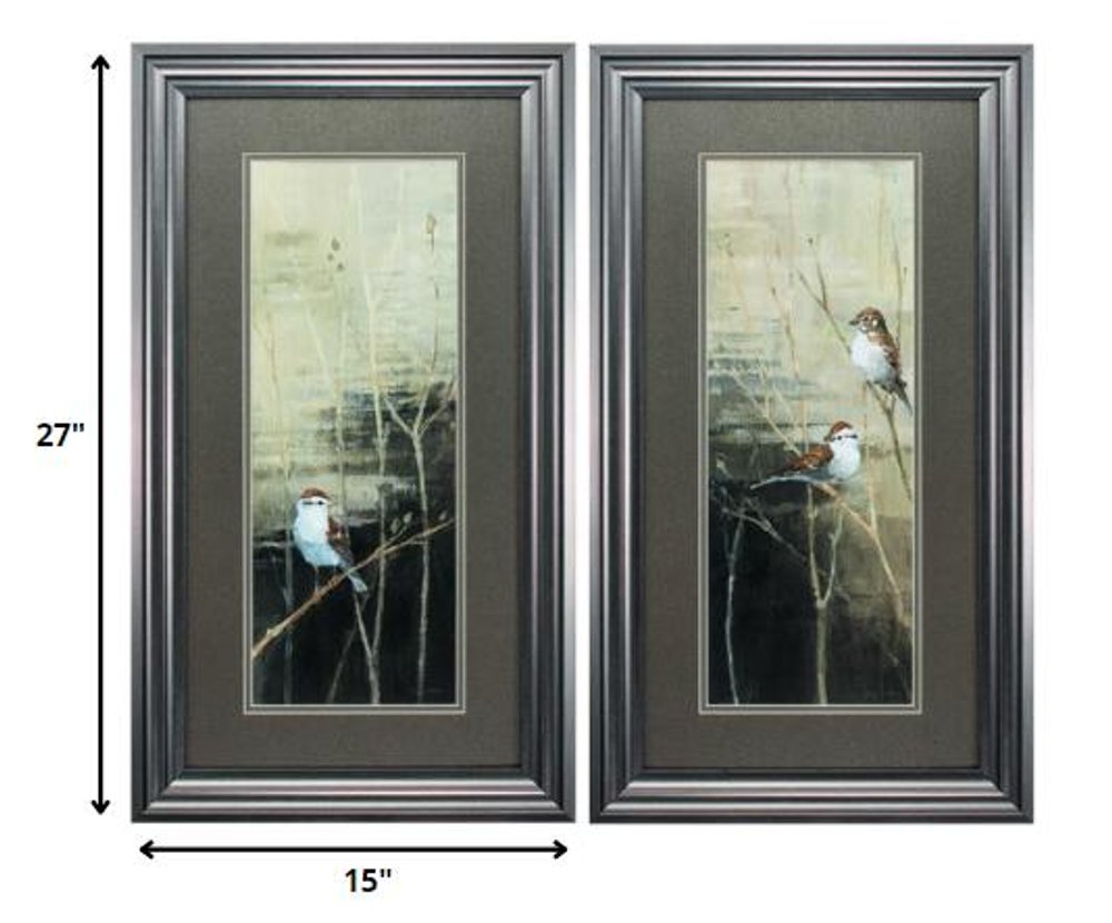 15" X 27" Gunmetal Gray Frame Sparrows Dusk (Set Of 2) — view 2