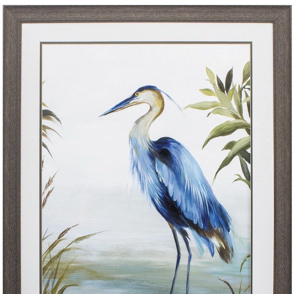 Blue Heron 36" X 27" Brown Bird Framed Art — view 4