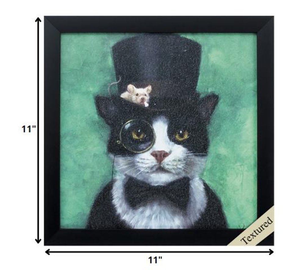 11" X 11" Black Frame Tuxedo Cat — view 1