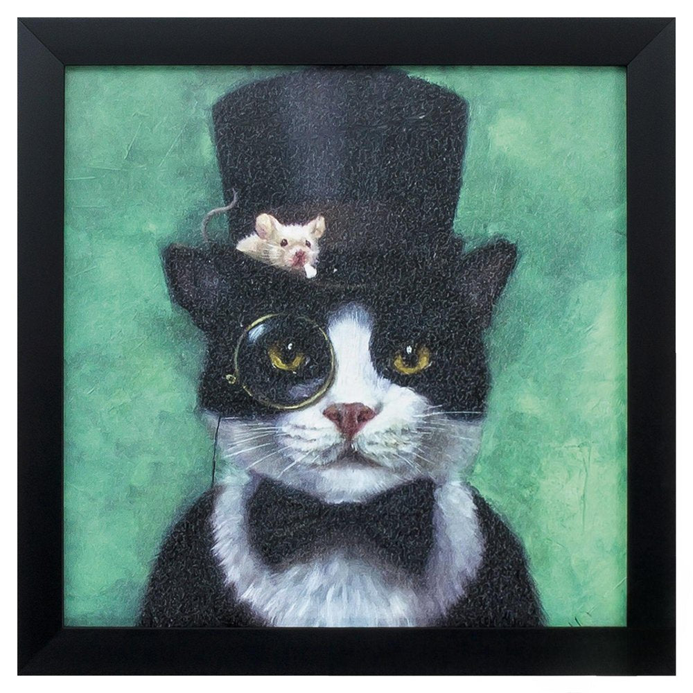 11" X 11" Black Frame Tuxedo Cat — view 2