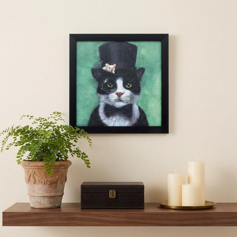 11" X 11" Black Frame Tuxedo Cat — view 5
