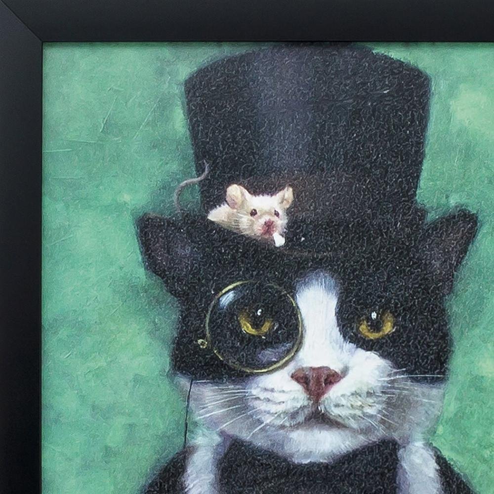 11" X 11" Black Frame Tuxedo Cat — view 3