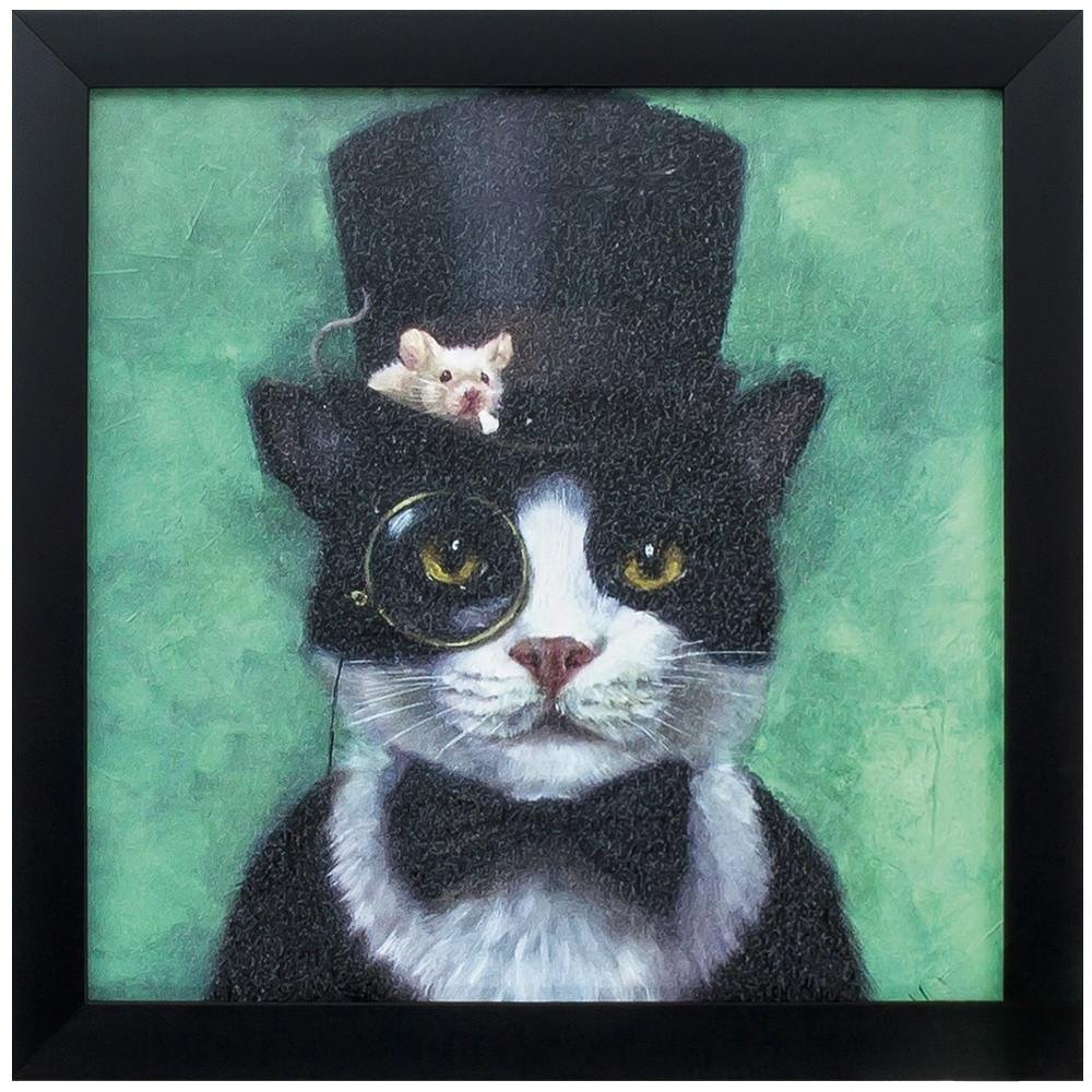 11" X 11" Black Frame Tuxedo Cat — view 4