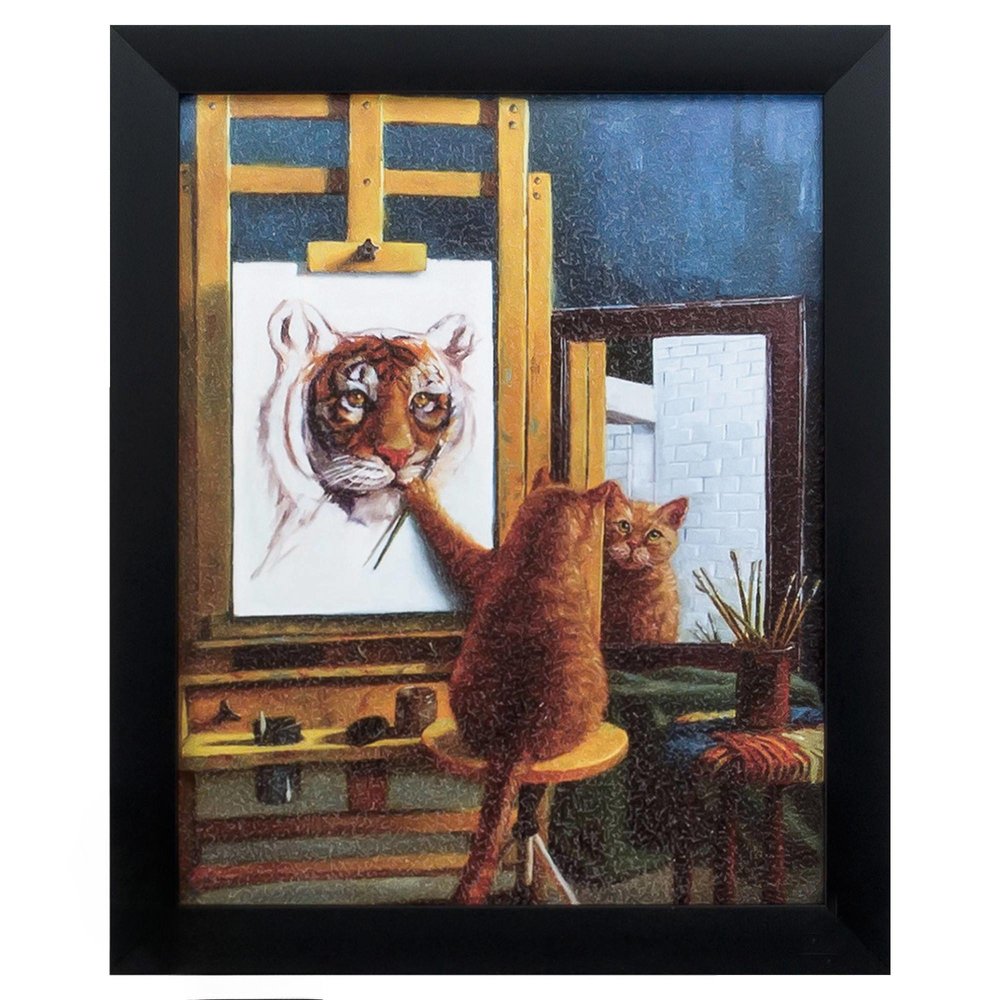 9" X 11" Painting Cat Black Acrylic Framed Art — view 8