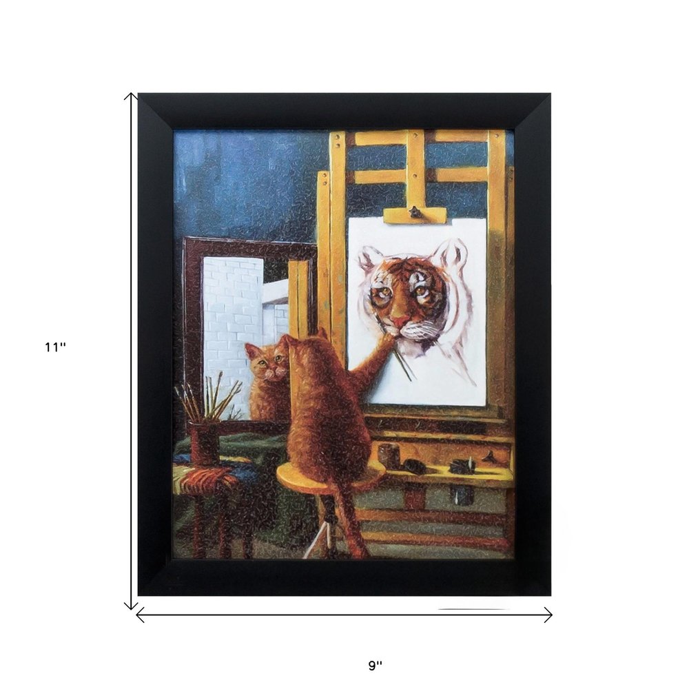 9" X 11" Painting Cat Black Acrylic Framed Art — view 5