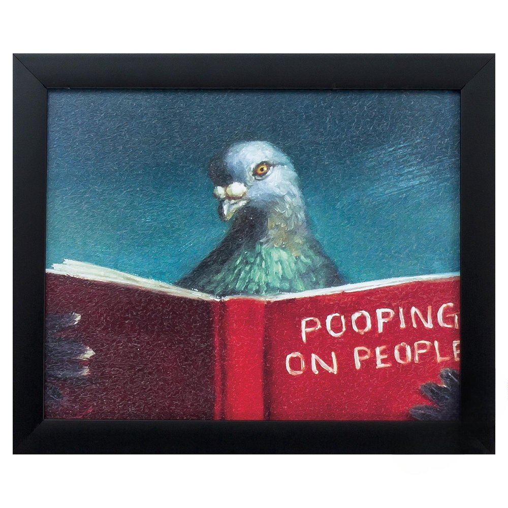 11" X 9" Black Frame Pooping On People — view 1