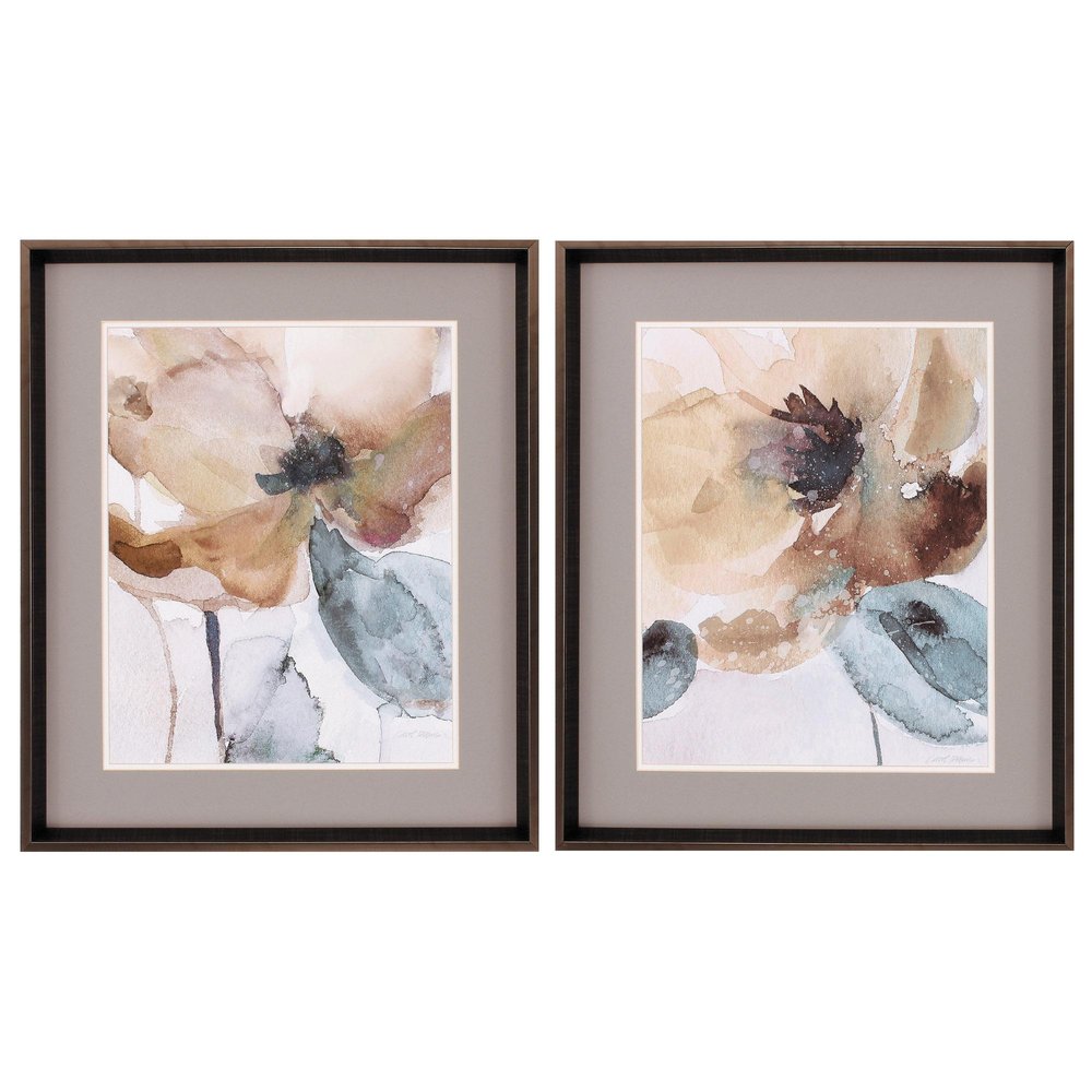23" X 27" Brushed Silver Frame Watercolor Poppy (Set Of 2) — view 1