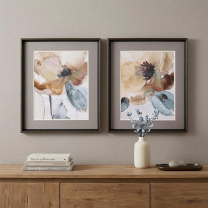 23" X 27" Brushed Silver Frame Watercolor Poppy (Set Of 2)