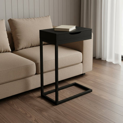 16" X 10.25" X 24.5" Black Metal With A Drawer Accent Table HomeRoots
