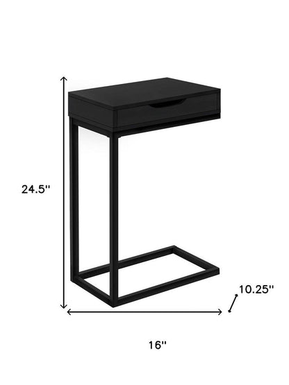 16" X 10.25" X 24.5" Black Metal With A Drawer Accent Table HomeRoots