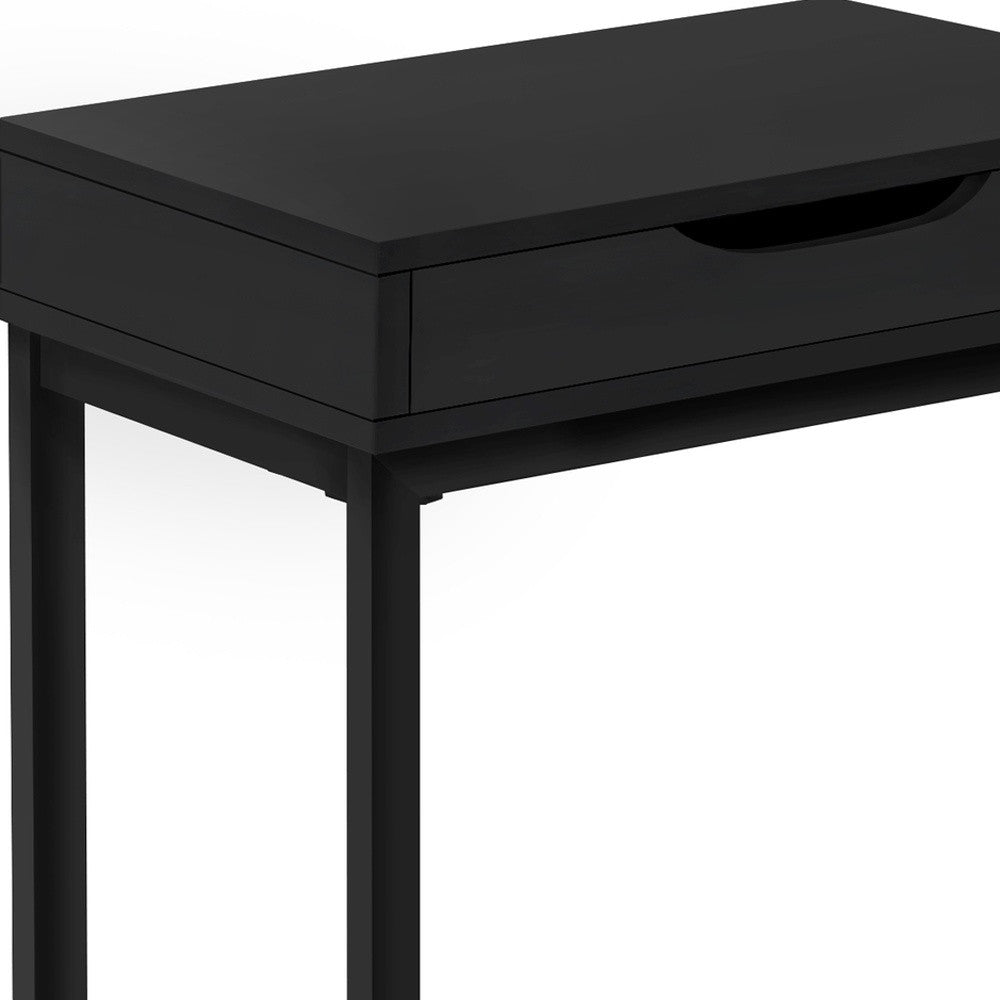 16" X 10.25" X 24.5" Black Metal With A Drawer Accent Table