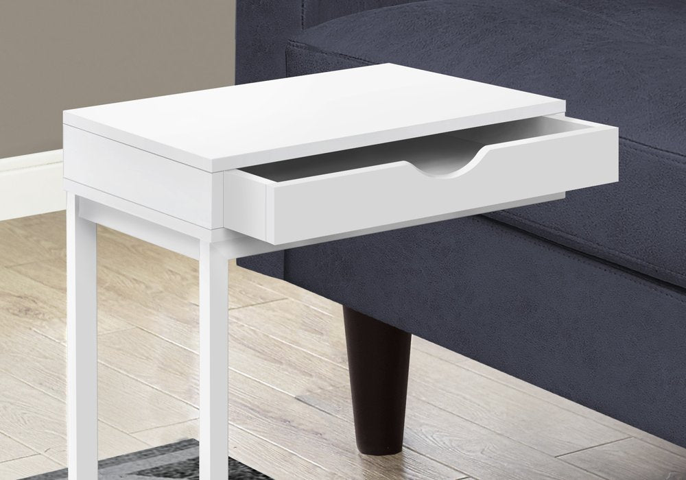16" X 10.25" X 24.5" White Metal With A Drawer Accent Table HomeRoots