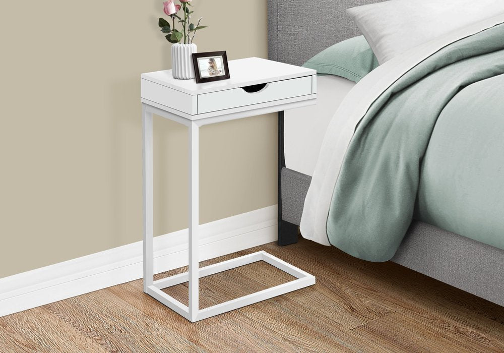 16" X 10.25" X 24.5" White Metal With A Drawer Accent Table HomeRoots