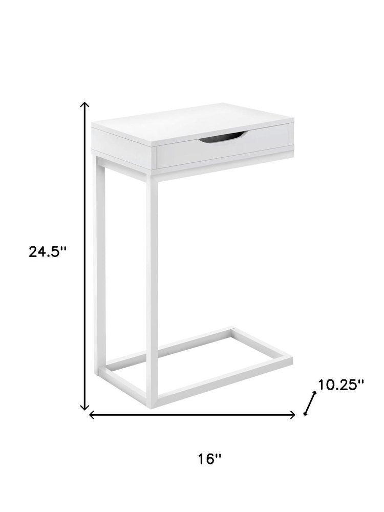 16" X 10.25" X 24.5" White Metal With A Drawer Accent Table HomeRoots