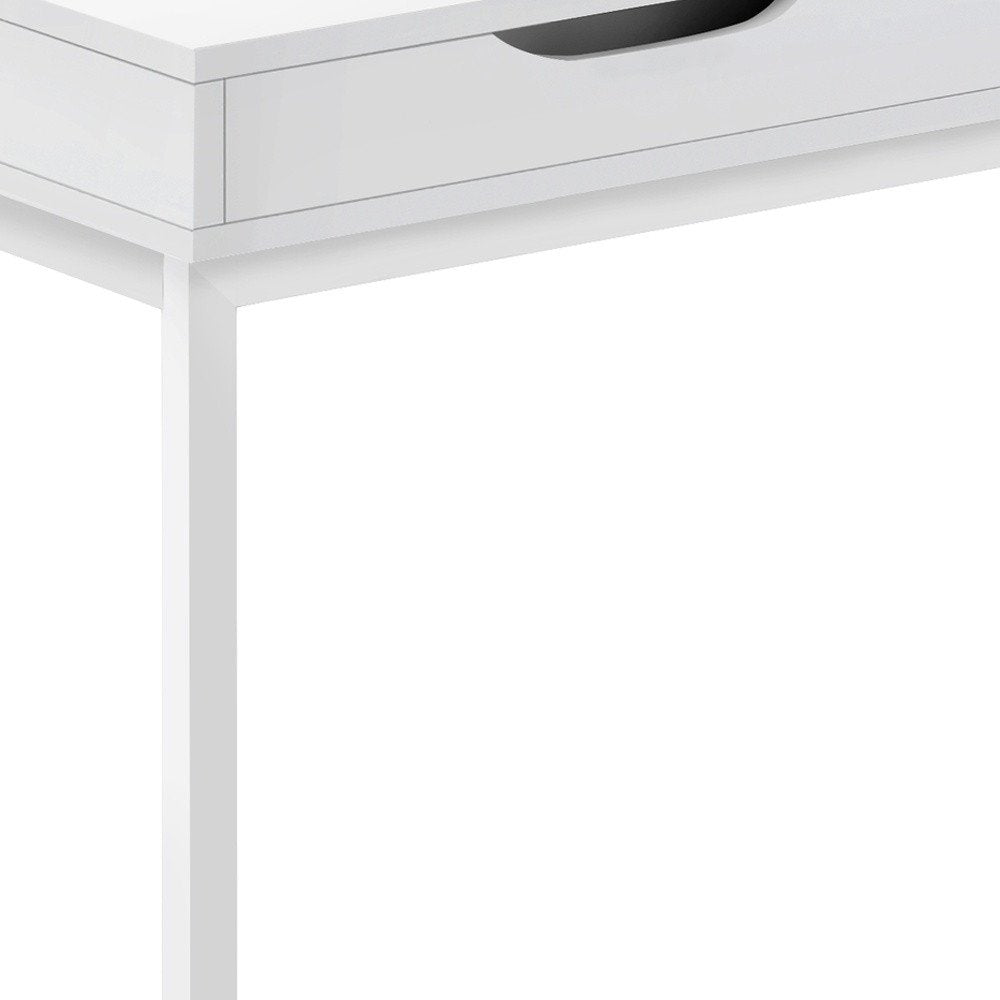 16" X 10.25" X 24.5" White Metal With A Drawer Accent Table HomeRoots