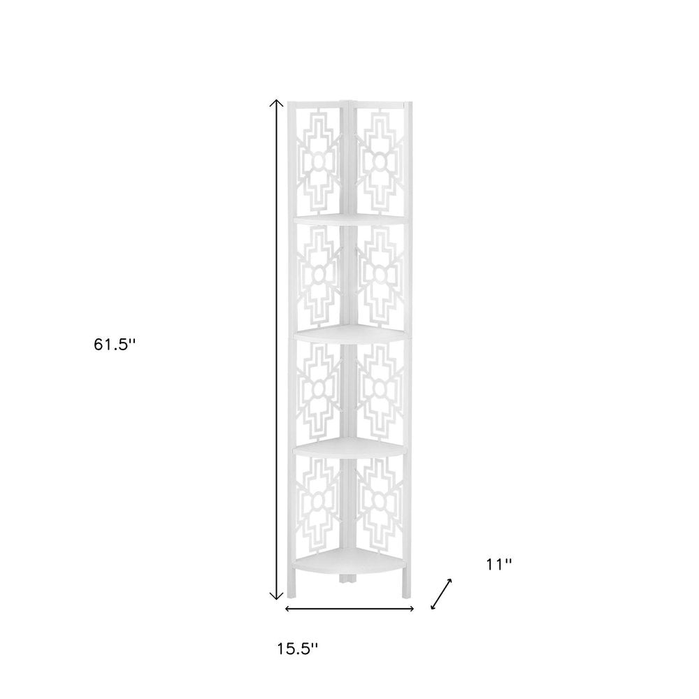62" White Metal Corner Bookcase HomeRoots