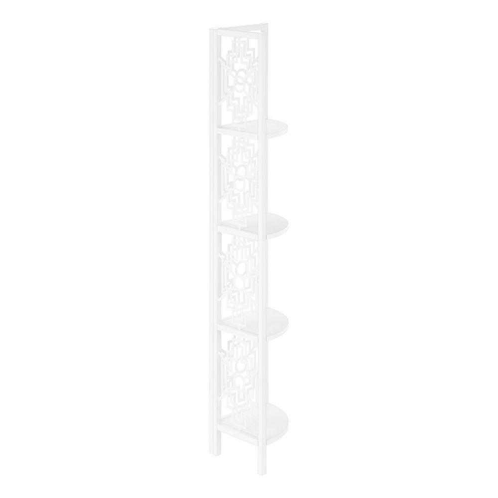 62" White Metal Corner Bookcase HomeRoots
