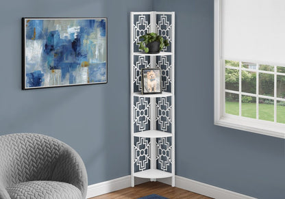 62" White Metal Corner Bookcase HomeRoots
