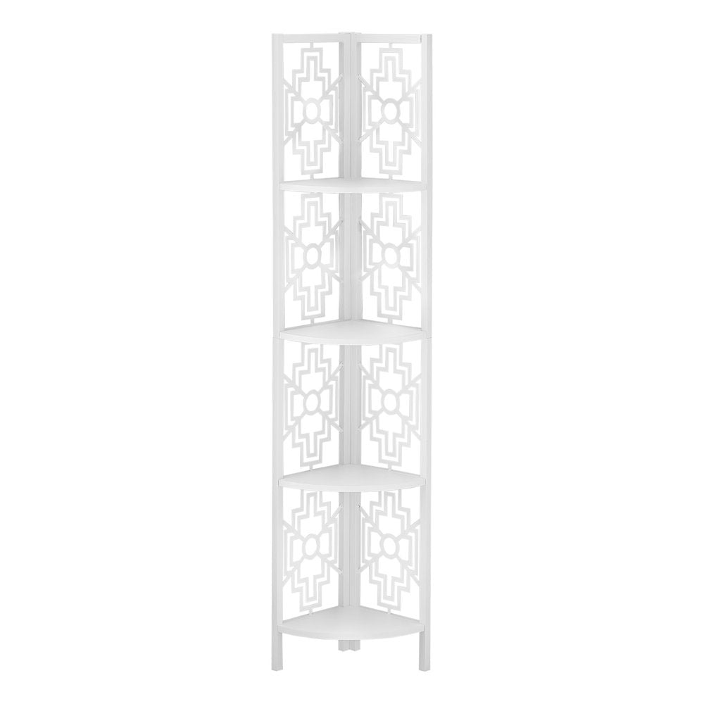 62" White Metal Corner Bookcase HomeRoots