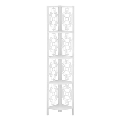 62" White Metal Corner Bookcase HomeRoots