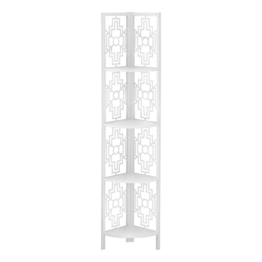 62" White Metal Corner Bookcase HomeRoots