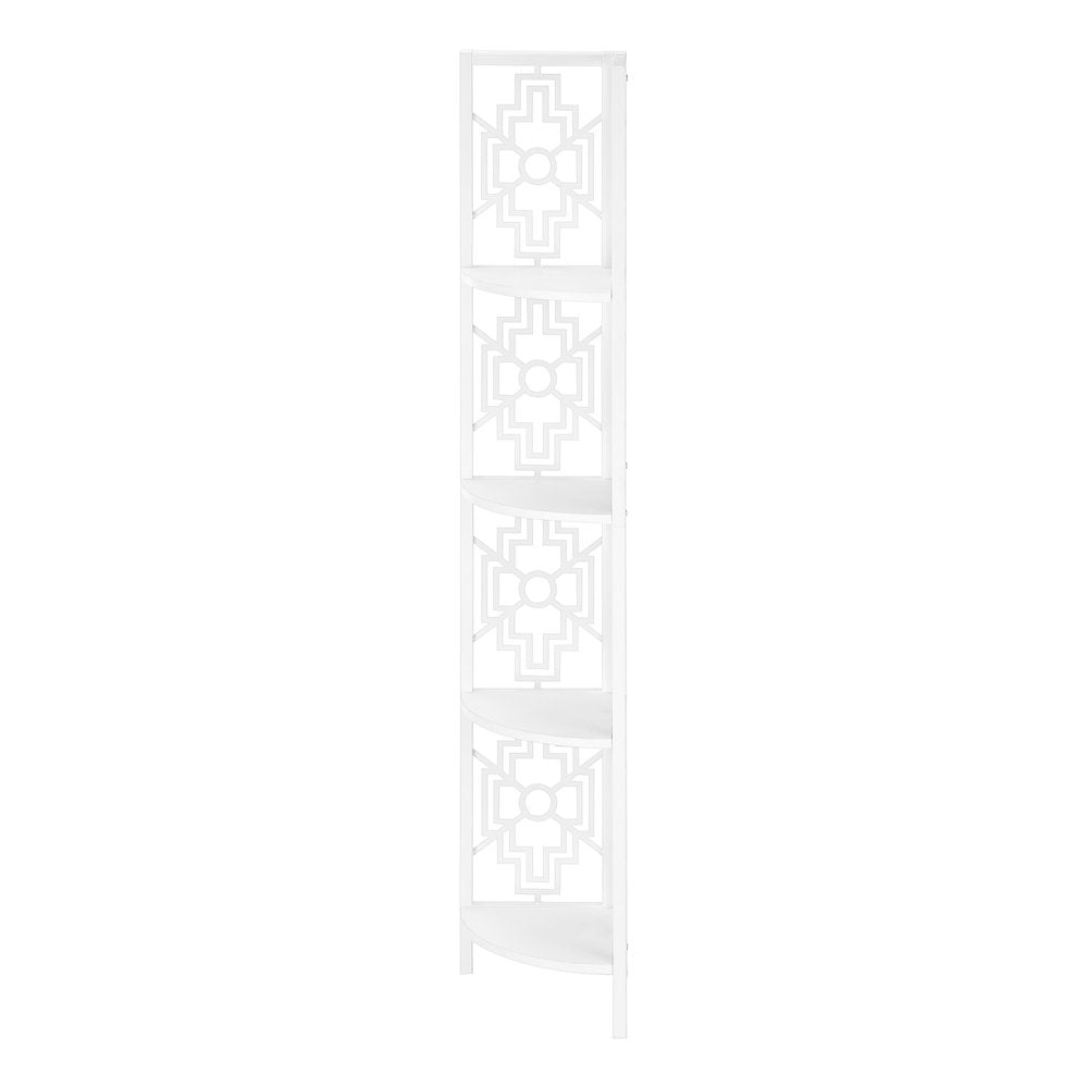 62" White Metal Corner Bookcase HomeRoots