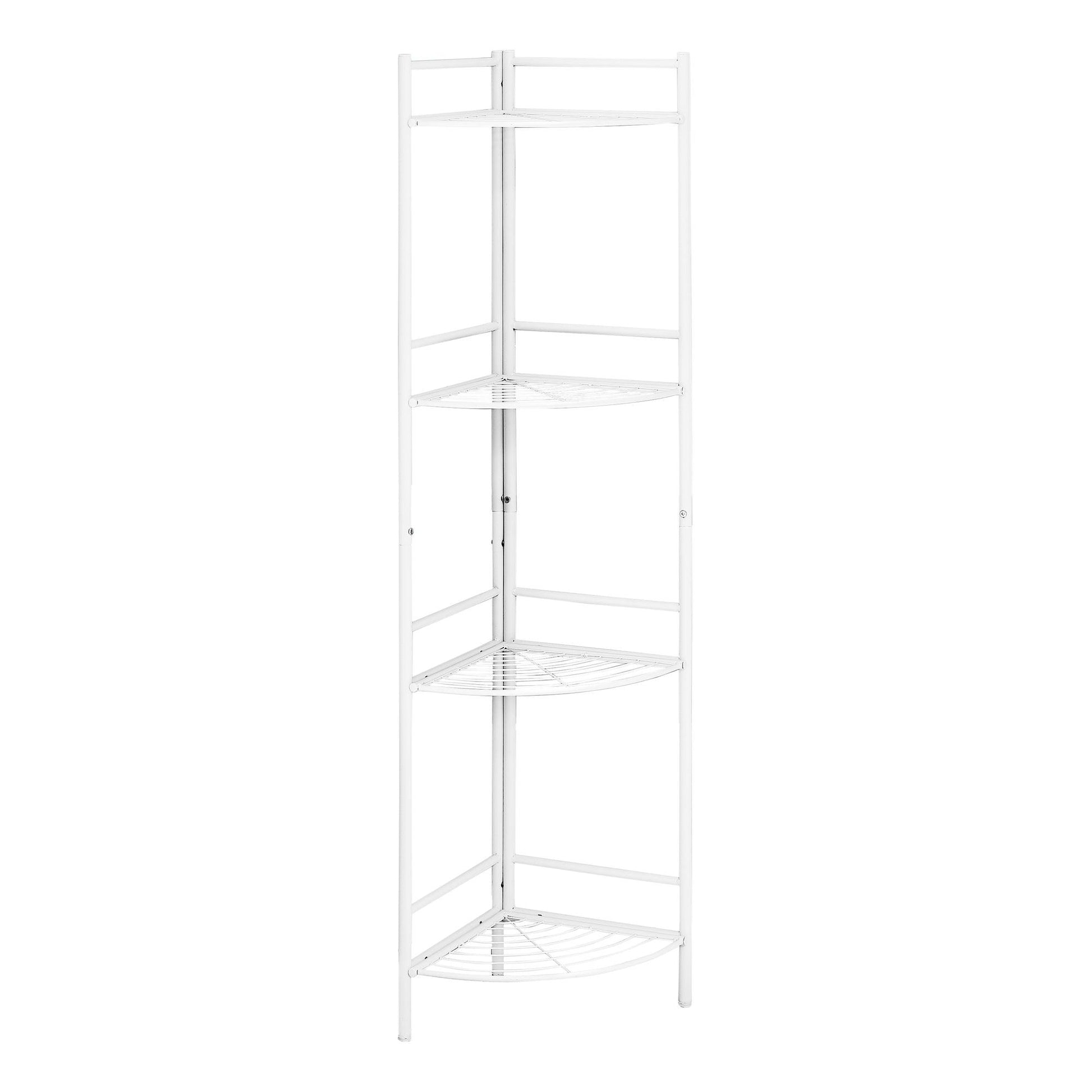 58" White Metal Corner Bookcase - FurniFindUSA