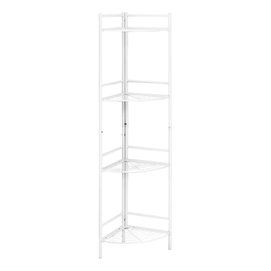 58" White Metal Corner Bookcase - FurniFindUSA