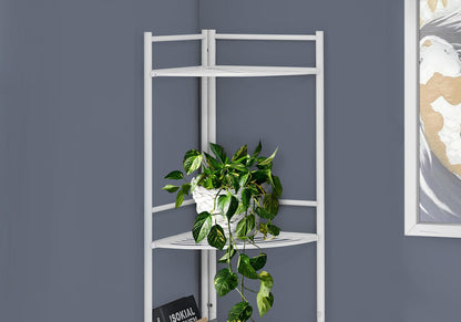 58" White Metal Corner Bookcase - FurniFindUSA