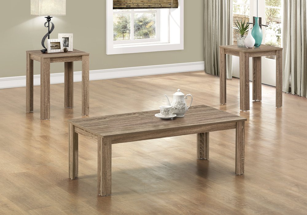 Set of Three 44" Taupe Coffee Table HomeRoots