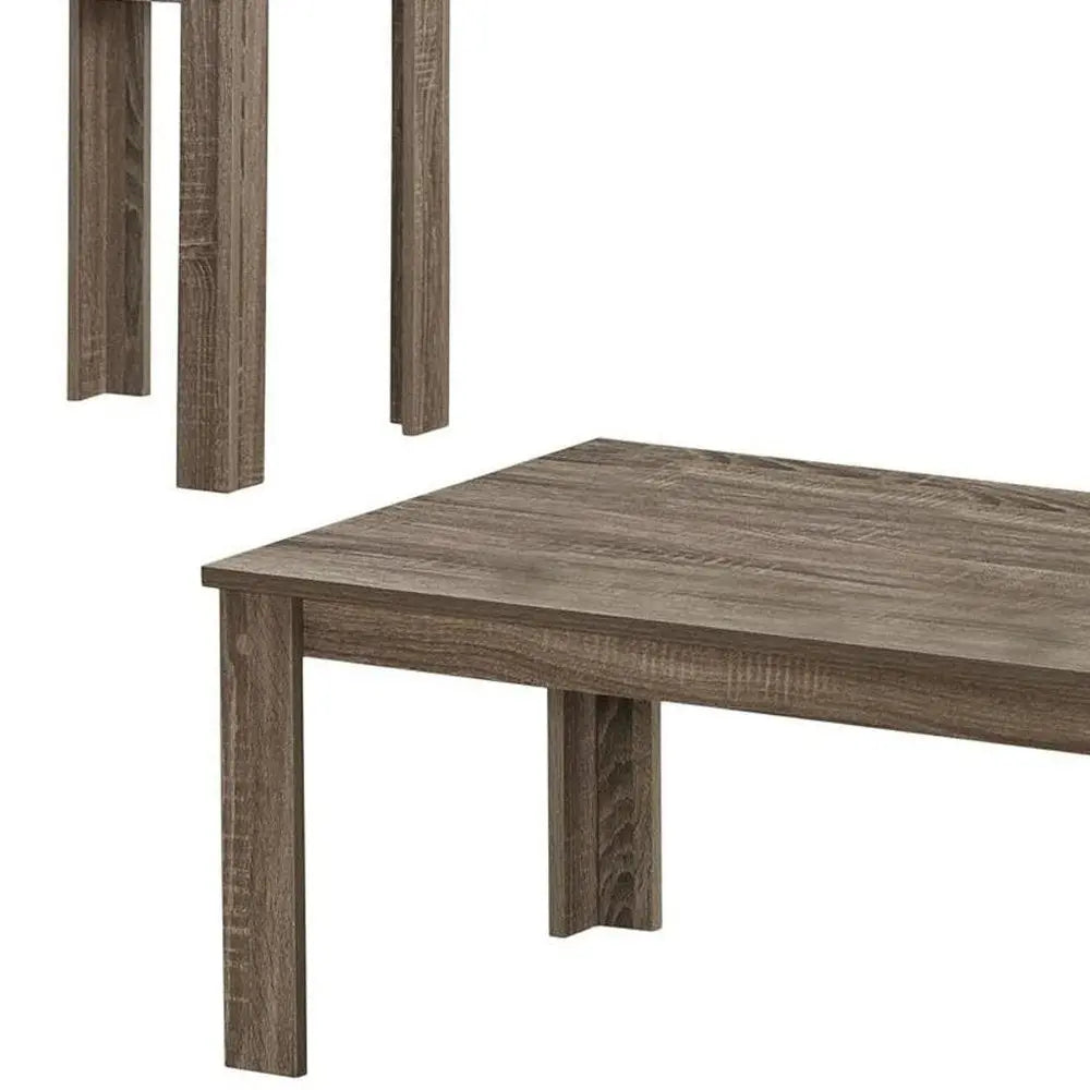 Set of Three 44" Taupe Coffee Table HomeRoots