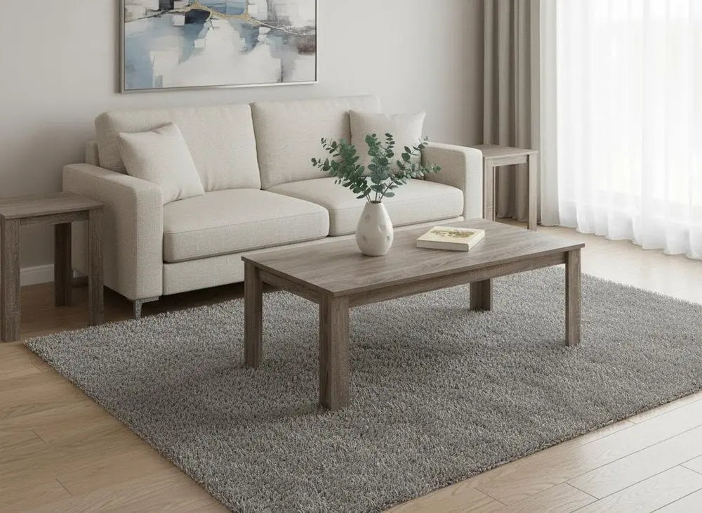 Set of Three 44" Taupe Coffee Table HomeRoots