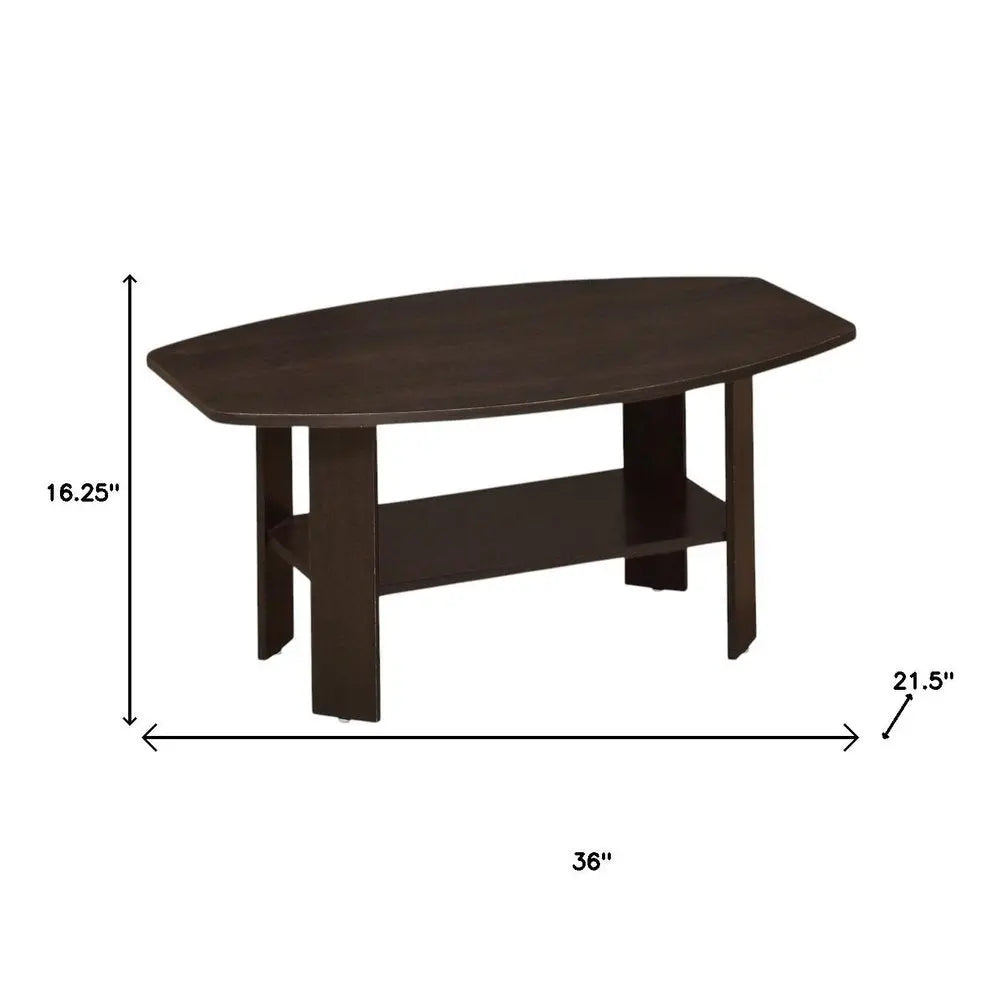 Set of Three 36" Brown Coffee Table With Shelf HomeRoots