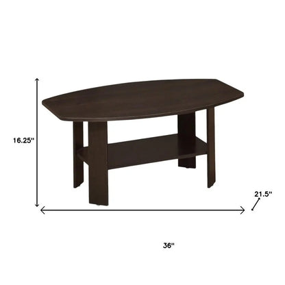 Set of Three 36" Brown Coffee Table With Shelf HomeRoots