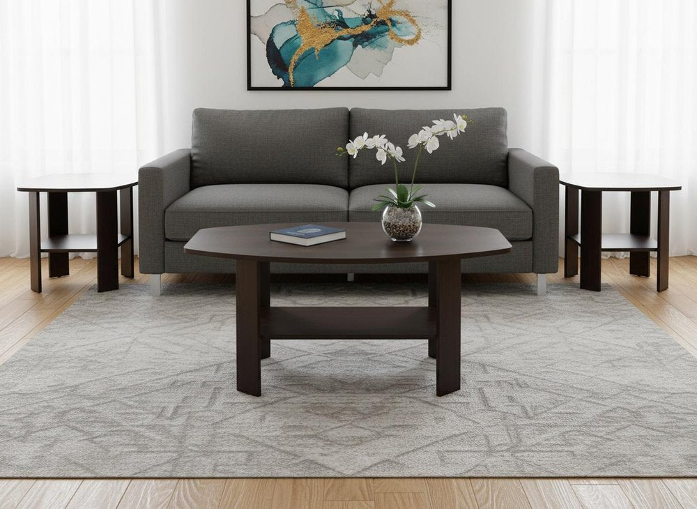 Set of Three 36" Brown Coffee Table With Shelf HomeRoots