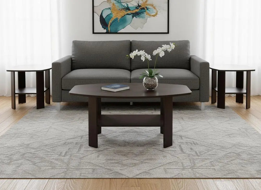 Set of Three 36" Brown Coffee Table With Shelf HomeRoots