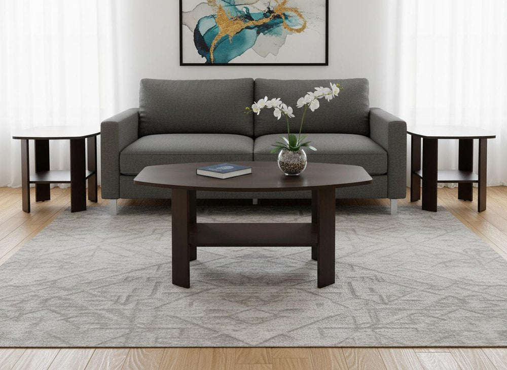 Set of Three 36" Brown Coffee Table With Shelf HomeRoots