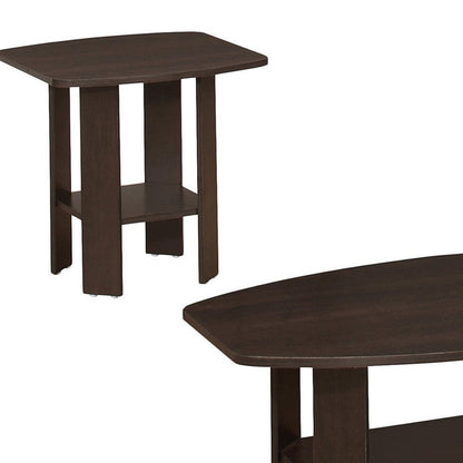 Set of Three 36" Brown Coffee Table With Shelf HomeRoots